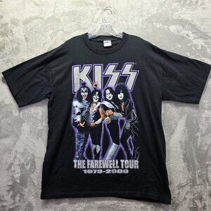 Vintage KISS Shirt Mens XL Black The Farewell Tour 1973-2000 Band Tee 90s Rock